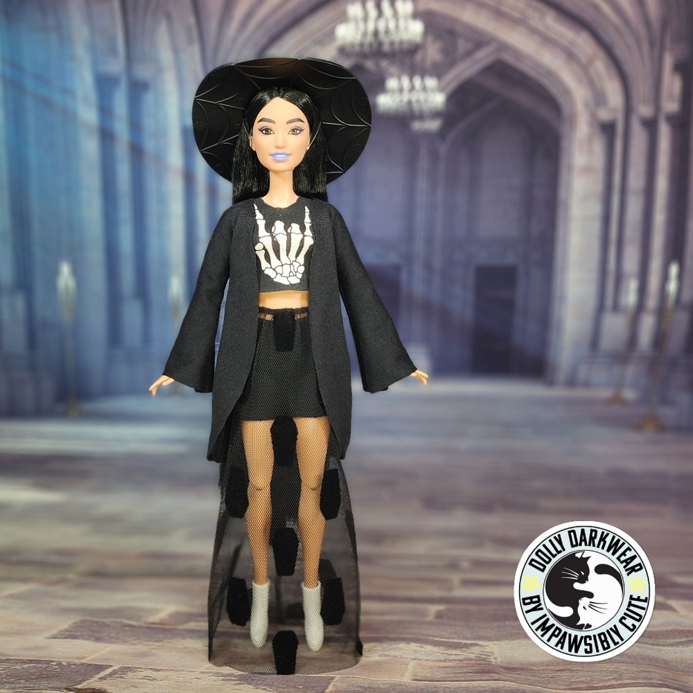 💀 For Barbie- Goth Witchy 2 in 1 Coffin Skelly Outfit